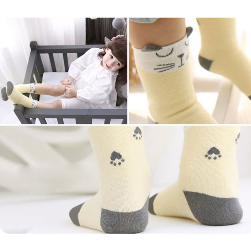 Cartoon Newborn Cotton Fox Cat Printed Anti-slip Knee Socks Kids Baby Stockings 0-4Y