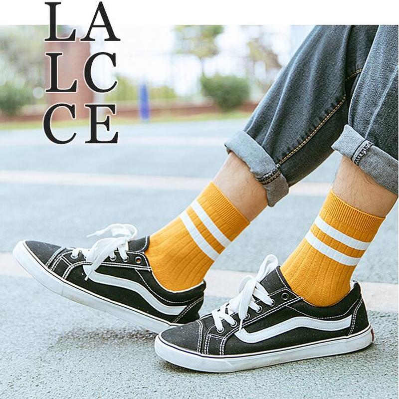 Roselife Stripe Mid-Calf Cotton Autumn Ankle Sports Socks for Men Casual Style