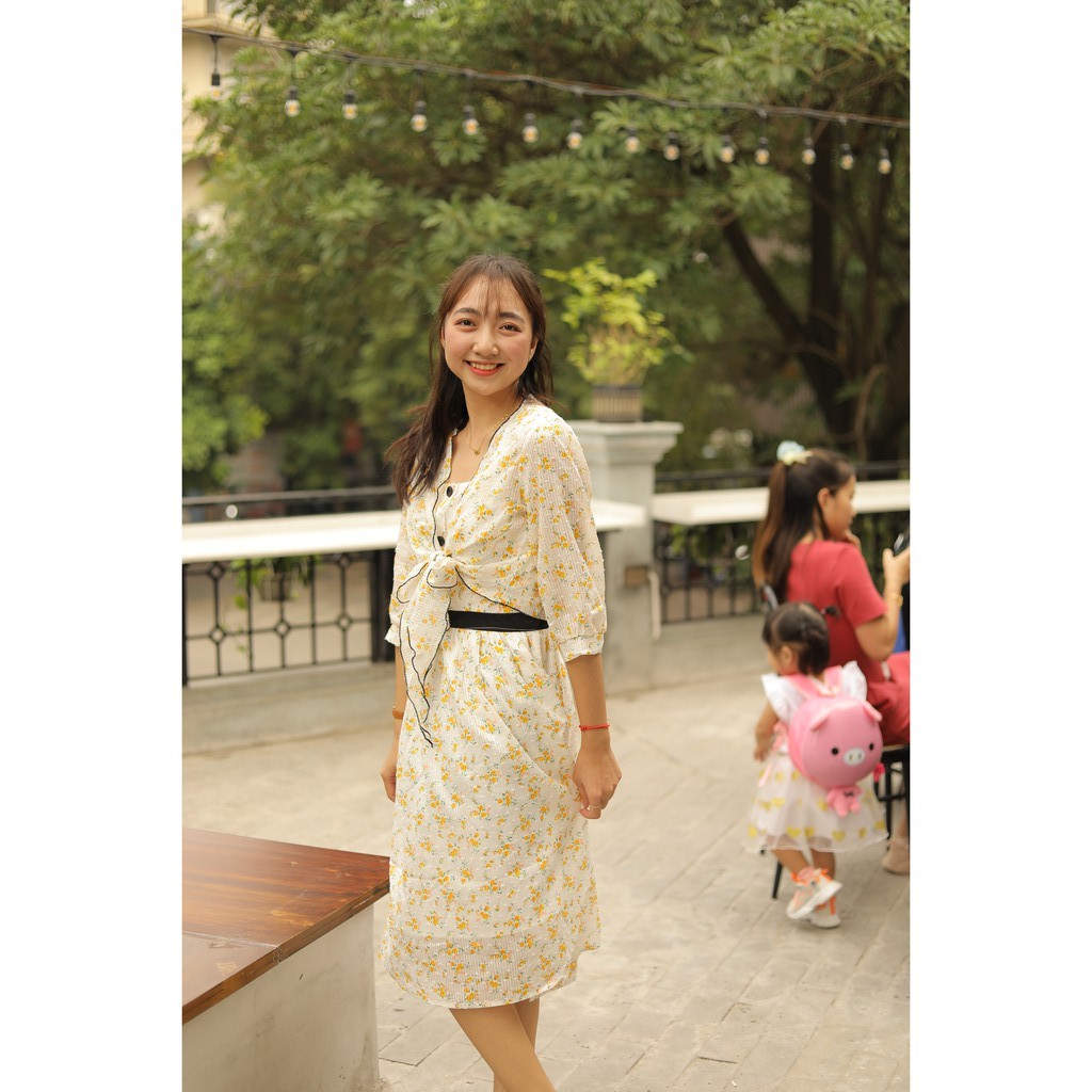 Sét váy hoa boi vàng tiểu thư siêu đẹp