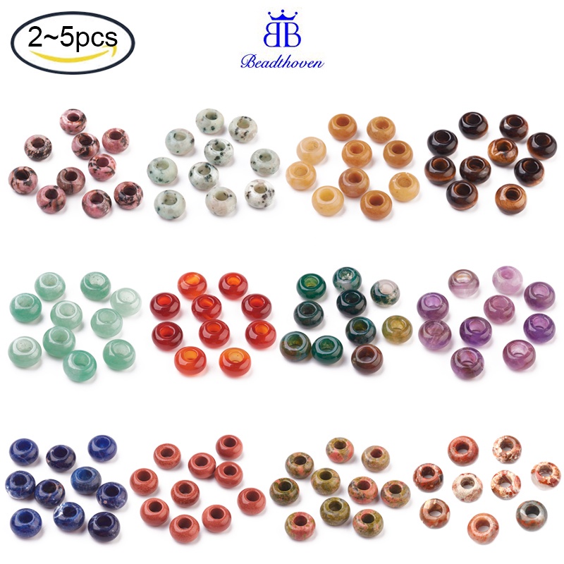 Set 2-3 Hạt Xâu Chuỗi Kích Thước 14x8mm 6mm Phong Cách Châu Âu