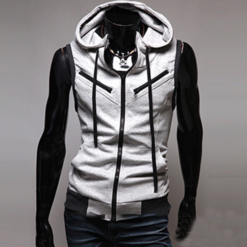 Áo Hoodies sát nách phối khoá kéo cho nam giới