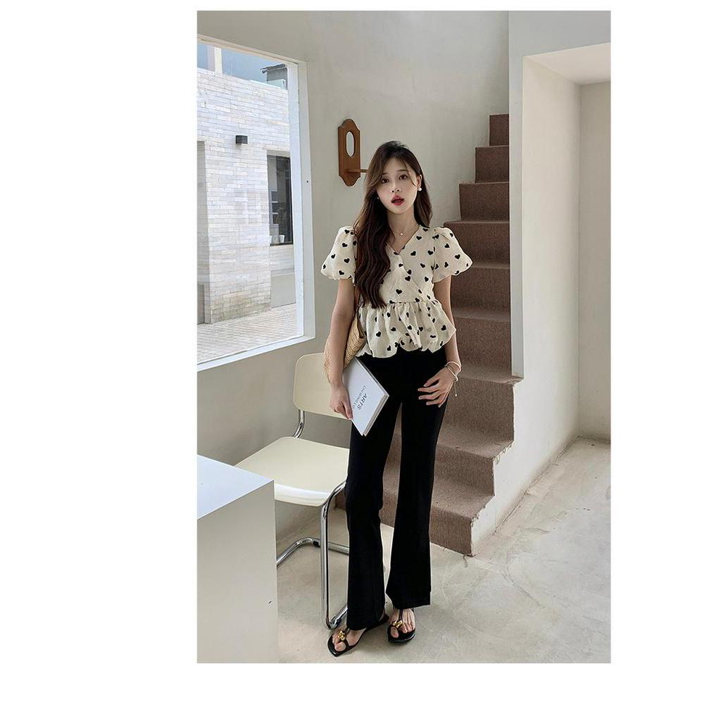 Áo Thun Tay Ngắn Cổ Chữ V In Hình Trái Tim Phong Cách Mới Mùa Hè 63801