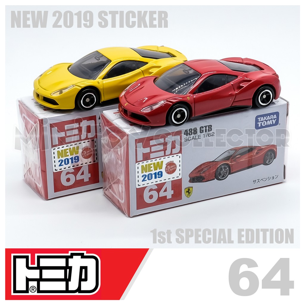 Xe kim loại Tomica No.64 488 GTB (Có nhãn dán lô đầu tiên 2019)