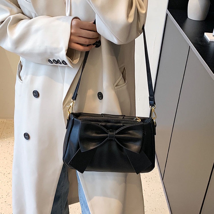 Ielgy Túi đeo dưới cánh tay Vuông Nhỏ Đính Nơ Phổ Biến Cho Nữ