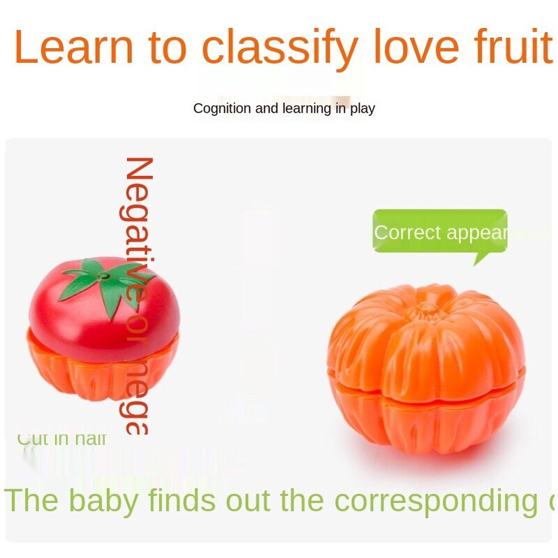 Trái cây và Rau của trẻ em bị cắt và cắt. Trái Cây Đồ Chơi Nhà Bếp Cho Bé Gái