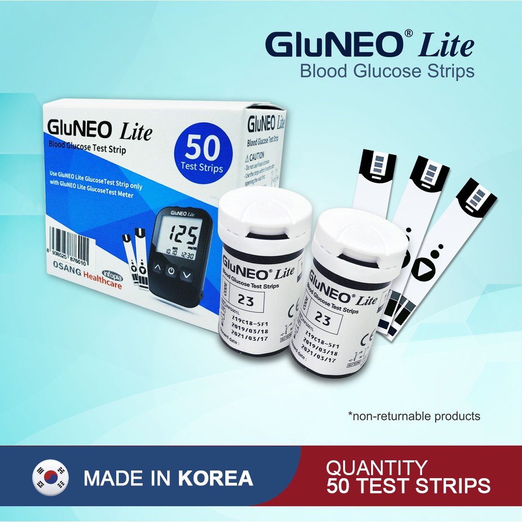 Que thử đường huyết GluNeo lite, tặng kim chích máu hộp 50 que