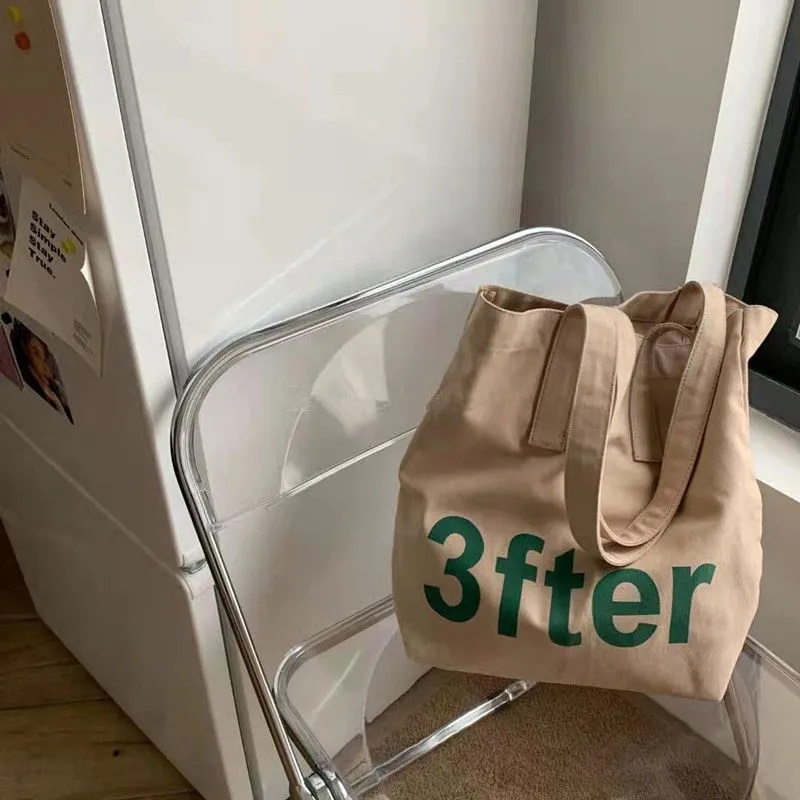 Túi tote đeo vai vải canvas đơn giản thời trang có túi zip bên trong sức chứa lớn phong pách Hàn Quốc mới 2021 cho nữ