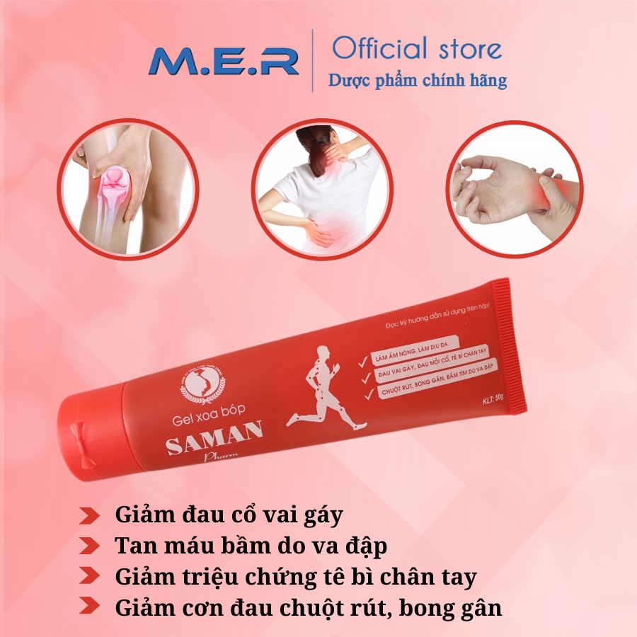 Gel xoa bóp thảo mộc Saman giúp giảm đau nhức, giảm tê bì chân tay, xoa bóp giảm bông gân, tan máu bầm do va chạm