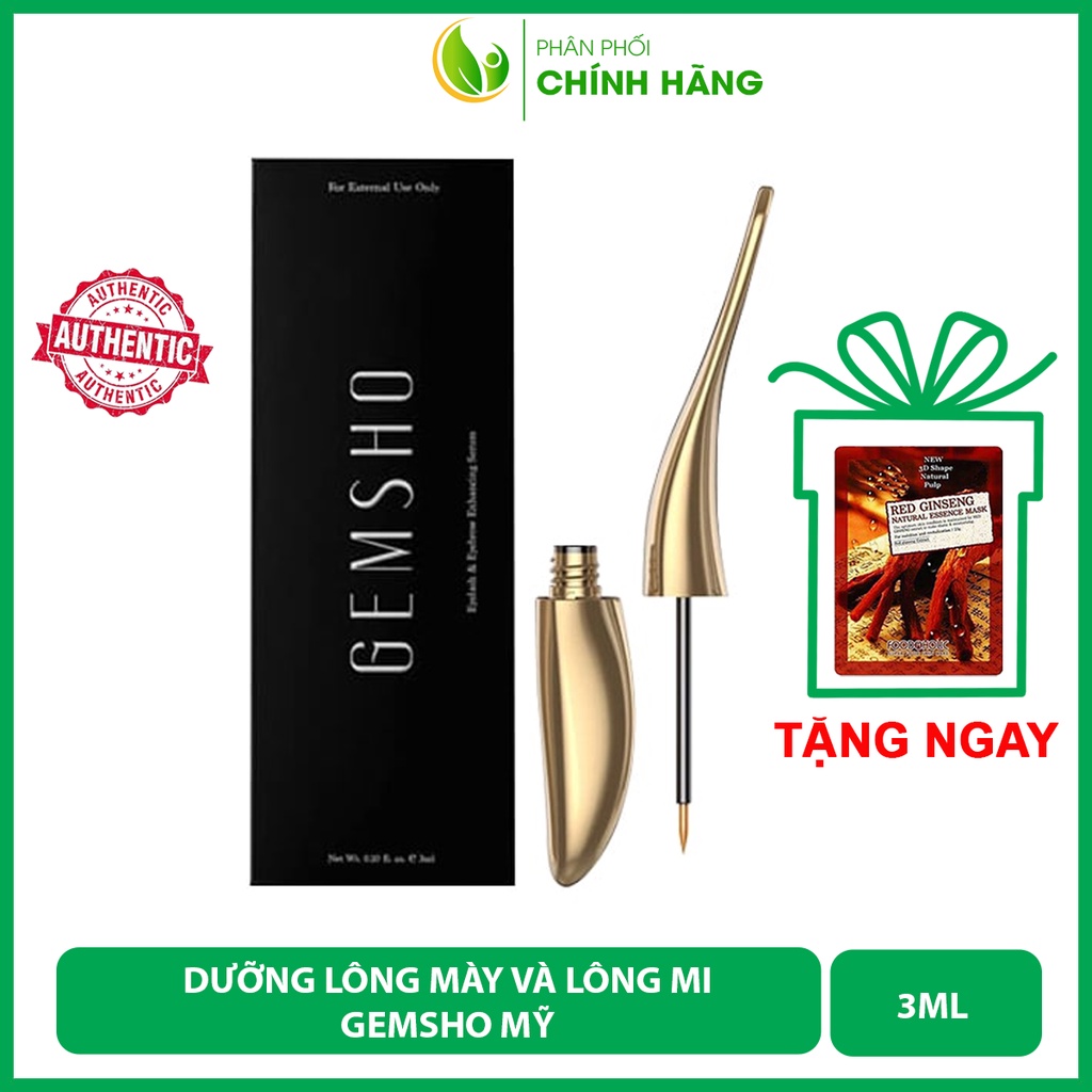 Dưỡng dài mi và lông mày Gemsho, serum kích thích mọc lông mi Gemsho Eyelash &amp; Eyebrow Mỹ, dưỡng dài dày mi