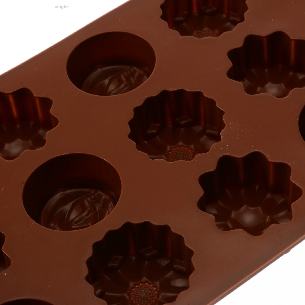 Khuôn silicone 15 ô hình hoa hồng làm keo sô cô la/ xà phòng DIY