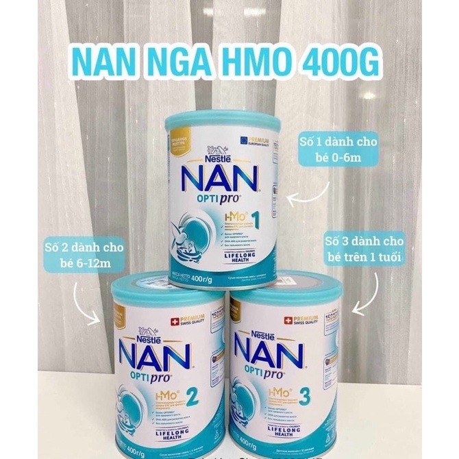 Sữa Nan Nga lon 400g Đủ Số 1,2,3,4 Mẫu Mới, Date Mới