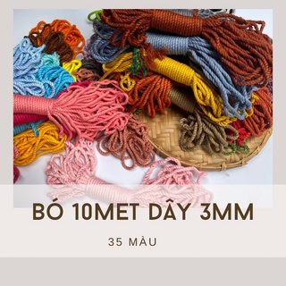 Bó 10m dây thừng macrame trang trí đủ màu