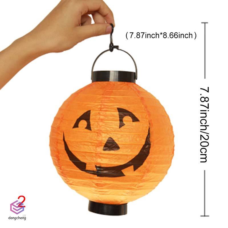 Đèn Lồng Led Bằng Giấy Hình Bí Ngô, Con Dơi, Nhện Dùng Trang Trí Tiệc Halloween