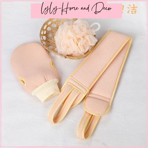 Set bộ chà kì lưng, bông tắm tạo bọt- Set 3 món dụng cụ nhà tắm