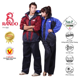 Áo Mưa Bộ RANDO Chính Hãng, Vải Dù Thời Trang Cao Cấp, Đi Mưa Bền Bỉ Không Thấm Nước Dành Cho NAM NỮ Đi Phượt