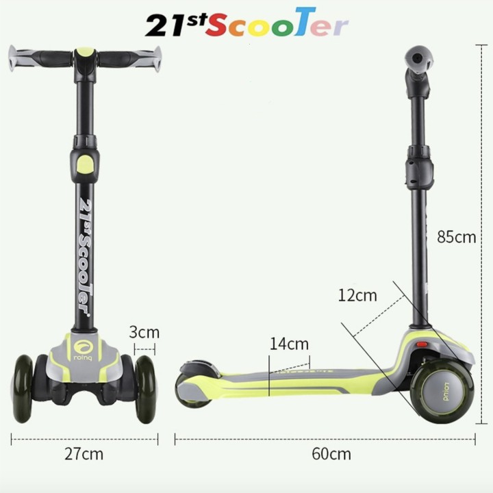 Xe trượt scooter 21st có giảm sốc và đèn led bánh kèm phụ kiện cao cấp