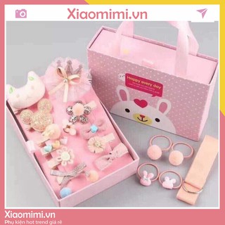 Nơ kẹp tóc bản to ,hộp nơ kẹp tóc cho bé 18 chi tiết hn01
