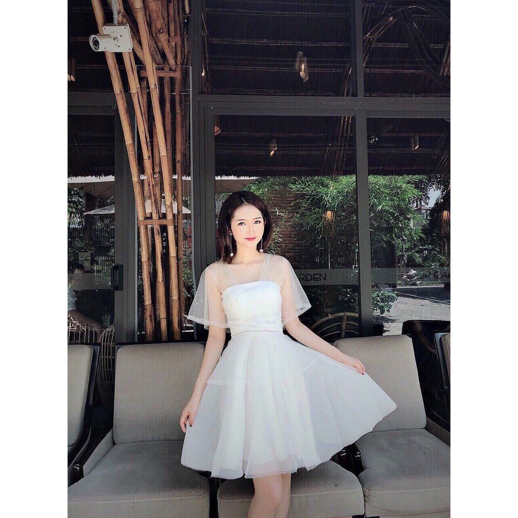 Đầm Dự Tiệc Tay Ren Dáng Xòe Sang Chảnh - D0008