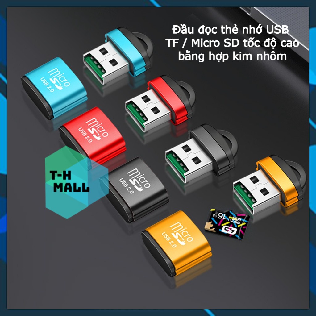 Đầu đọc thẻ nhớ USB TF / MicroSD tốc độ cao bằng hợp kim nhôm