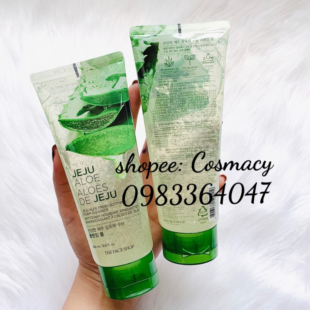 Sữa Rửa Mặt Jeju Aloe Dạng gel 150ml Chiết xuất Nha đam