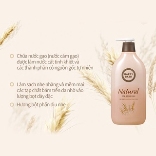 Sữa tắm Hàn quốc Happy Bath Natural 900ml chiết xuất từ thiên nhiên giúp loại bỏ bụi bẩn, bã nhờn và tế bào chết