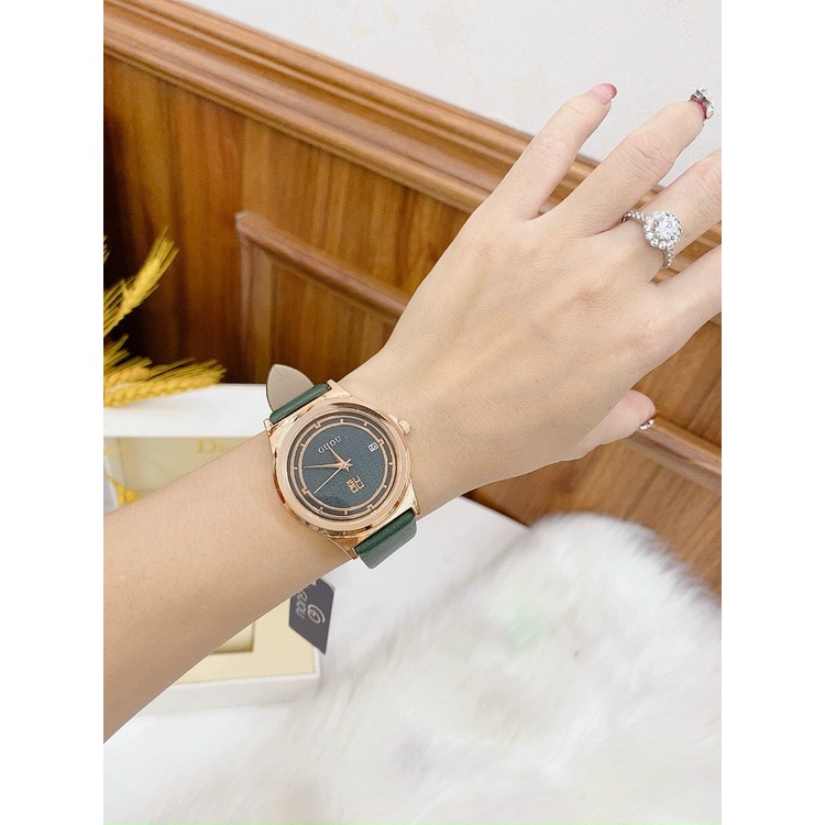 Đồng hồ nữ dây da Guou, đồng hồ nữ cao cấp dây da cực đẹp mặt to sz32mm cá tính trẻ trung cực xinh bền đẹp chính hãng
