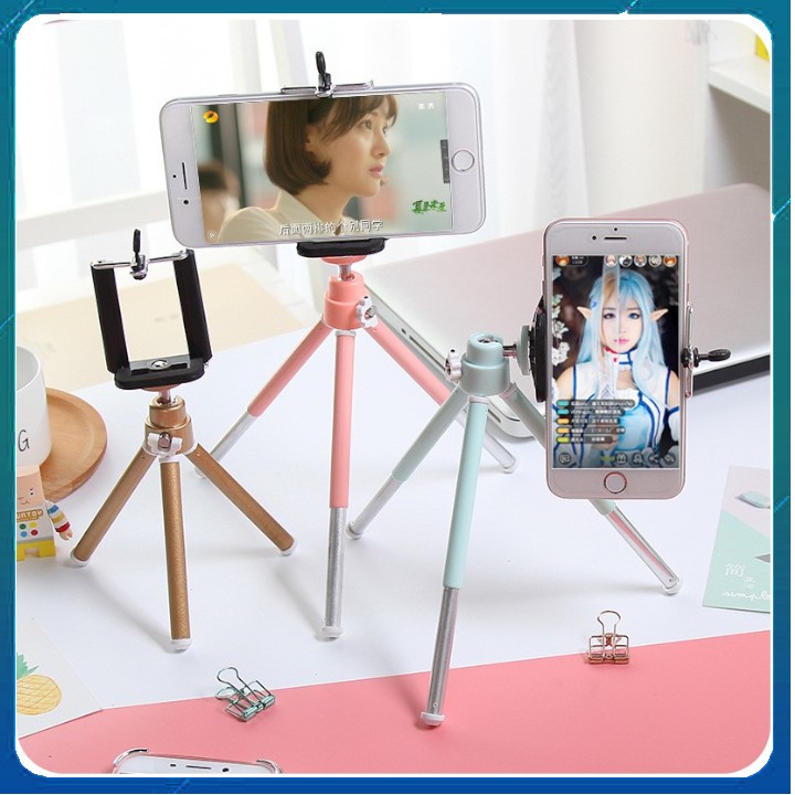 💖 Tripod Mini Giá đỡ điện thoại cao cấp, Nhôm Sơn tĩnh điện, Màu sắc xì tin 💖