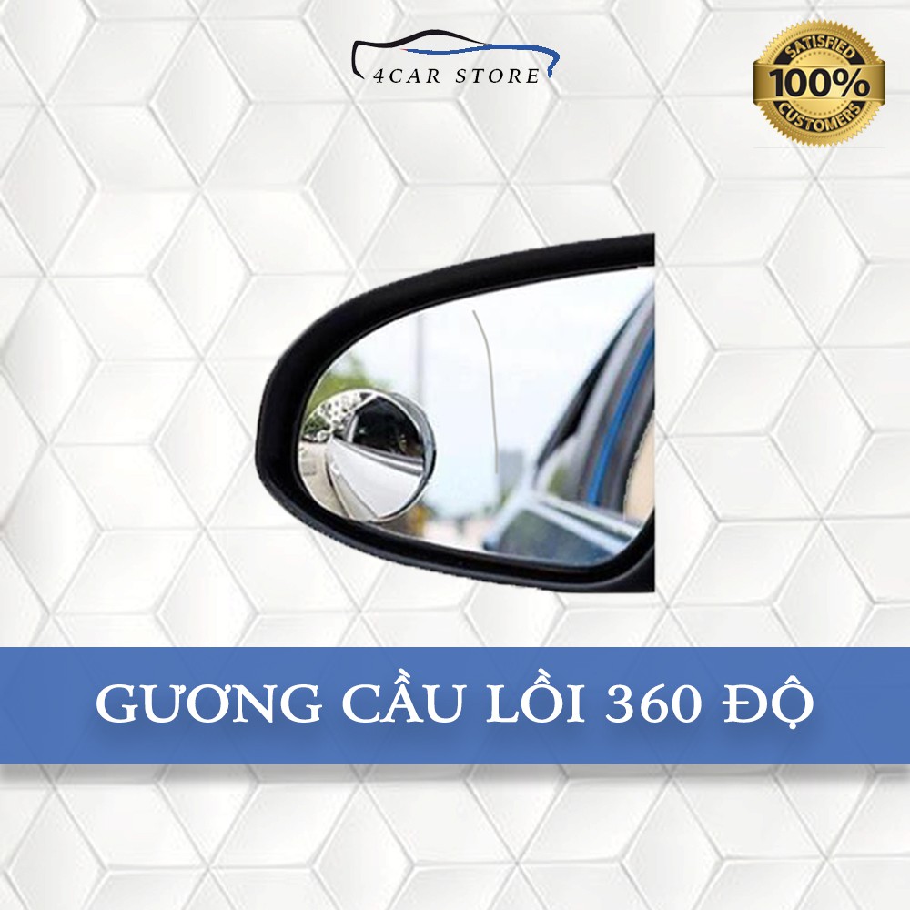 Bộ 2 Gương Cầu Lồi Không Viền Xoay 360 Độ Gắn Gương Chiếu Hậu Và Trục B Xe Hơi, Xe Máy