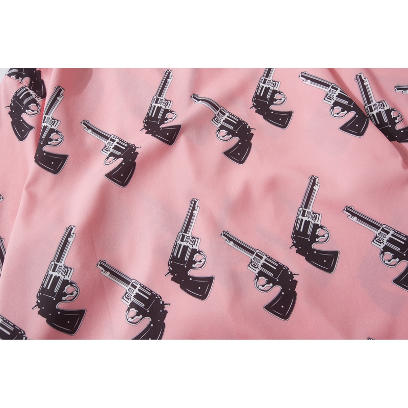 Áo sơ mi tay ngắn màu hồng in họa tiết độc đáo thời trang 2019 dành cho nam