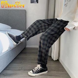 Quần dài ống suông kẻ sọc caro phong cách retro cho cặp đôi size s-3xl