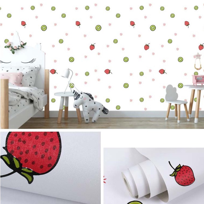 Decal giấy dán tường KIWI TRẮNG khổ 45cm keo sẵn