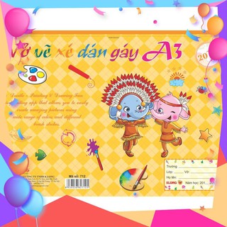 [Sổ lò xo đẹp xinh ] Vở vẽ xé KLONG A3; MS: 712