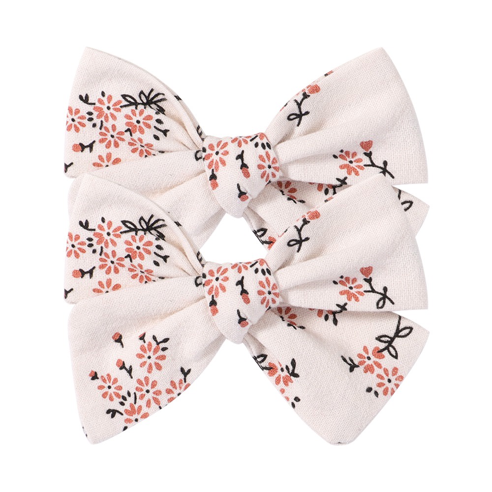 2 Kẹp tóc KIDSBOWS đính nơ vải cotton nhiều màu sắc dễ thương cho bé gái