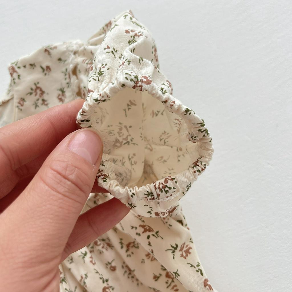 Áo Liền Quần Ngắn Tay Cổ Búp Bê Họa Tiết Hoa Thời Trang Mùa Hè Cho Bé Gái