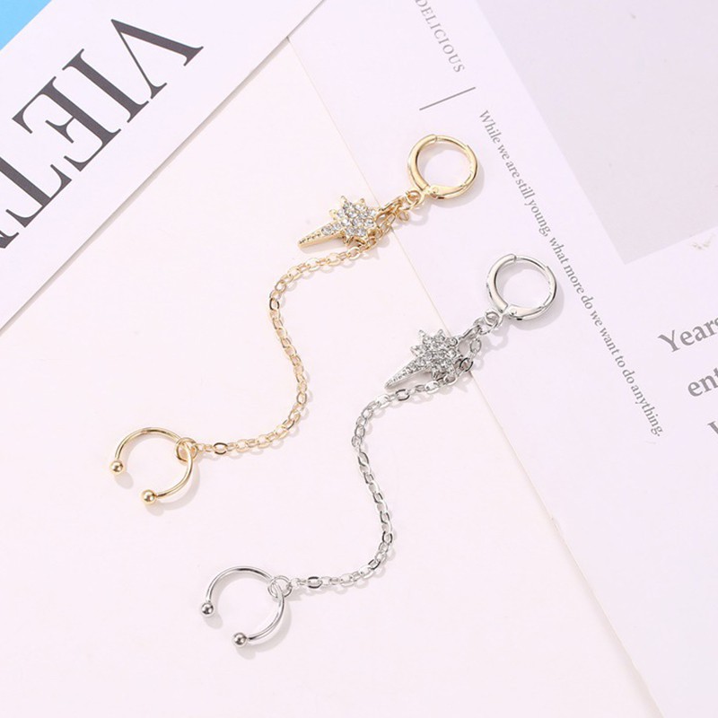 Hoa Tai Dáng Dài Đính Đá Nhân Tạo Thời Trang