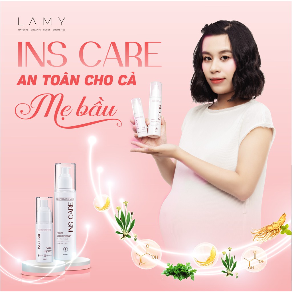 Dung dịch vệ sinh Ins Care, Bộ đôi Gel và chai dạng xịt làm sạch sâu, se khít, hương thơm tự nhiên - Lamy Beauty Store