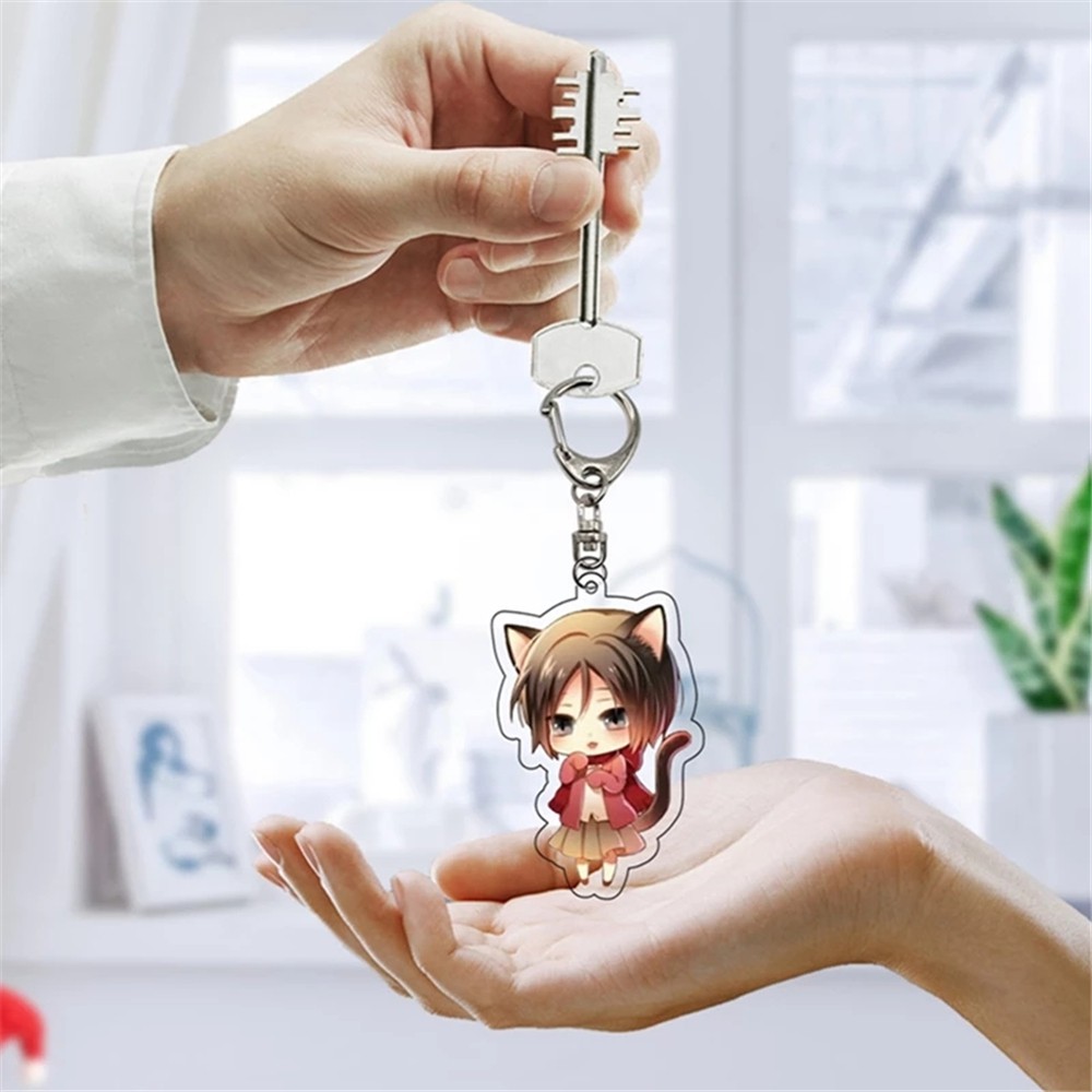 EPOCH Creative Attack on Titan Keychain Car Key Rings Double Sided Anime Attack on Titan Car Key Holder Bag Pendant Gift For Men Women Kid Key Rings Special Car Interior Accessories Acrylic