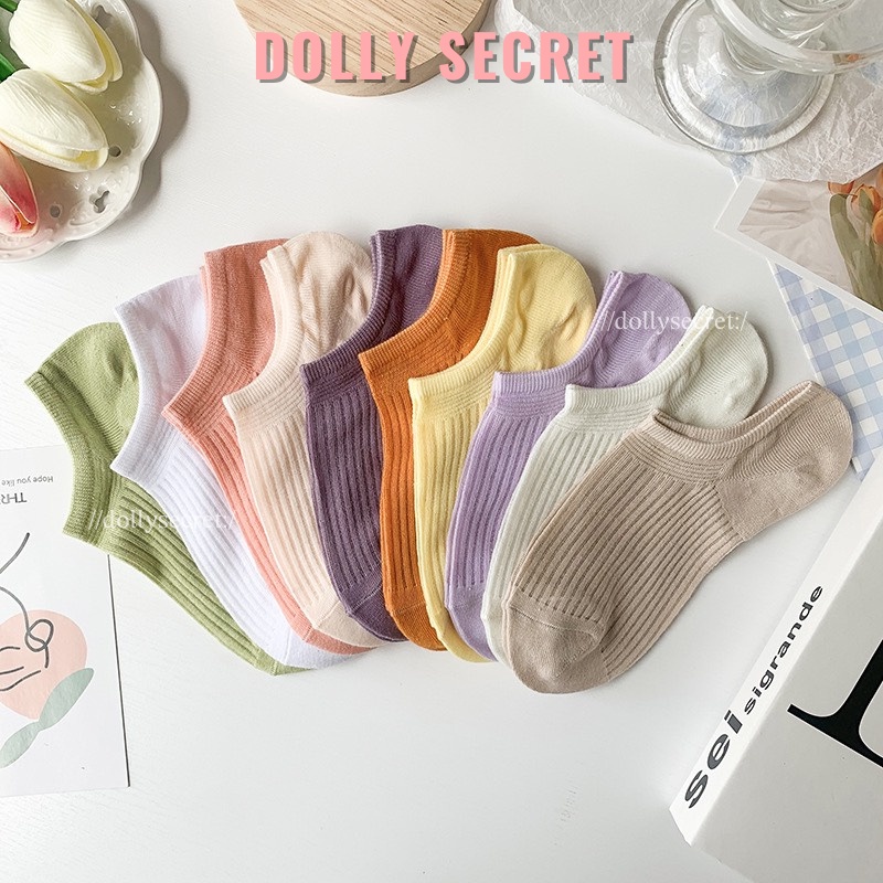 Tất vớ lười cổ ngắn sợi tre nhiều màu pastel trơn cute dễ thương DOLLY SECRET T18