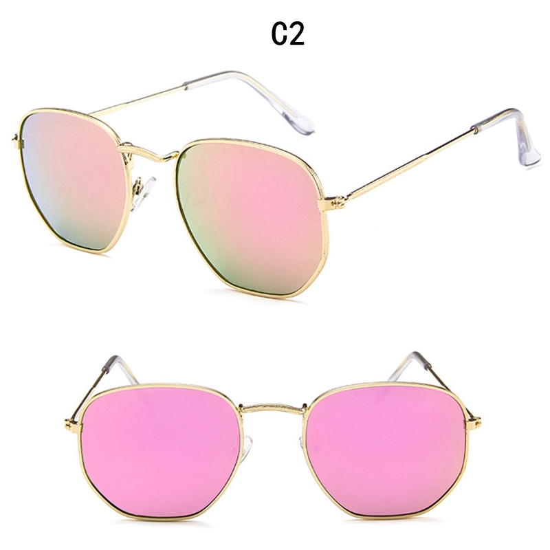 Kính mát gọng kim loại vuông tráng gương cho nam và nữ