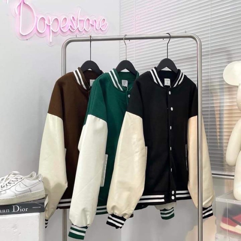 Áo khoác bomber nỉ cotton trơn đa màu HT13