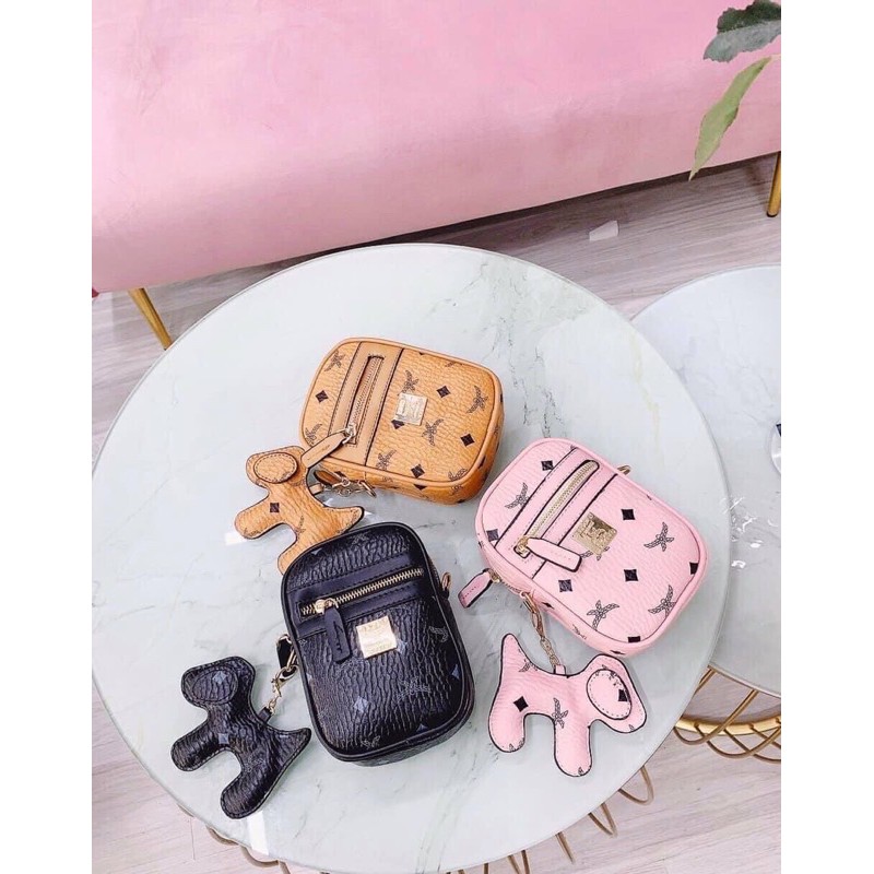 Túi MCM và LV mini để ĐIỆN THOẠI tặng móc hình cún⛈ 1 sét gồm : TÚI & MÓC CÚN 🐶