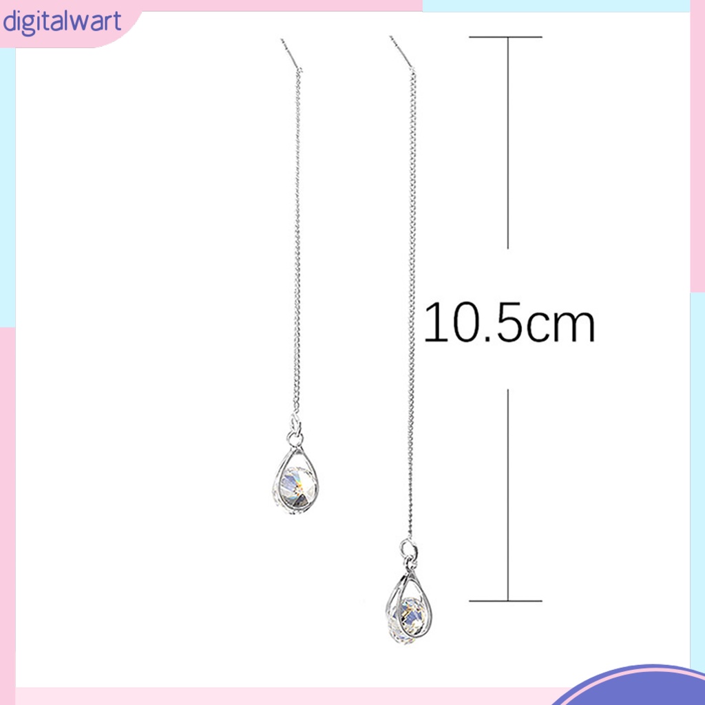 Cặp Khuyên Tai Dài Thiết Kế Hình Giọt Nước Đính Đá Quý Nhân Tạo Sang Trọng Cá Tính Dành Cho Nữ