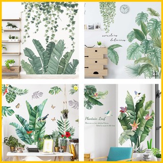 Giấy decal lá xanh 3d dán tường trang trí phòng khách, phòng ngủ - Tặng kèm keo sữa dễ dàng tháo dán