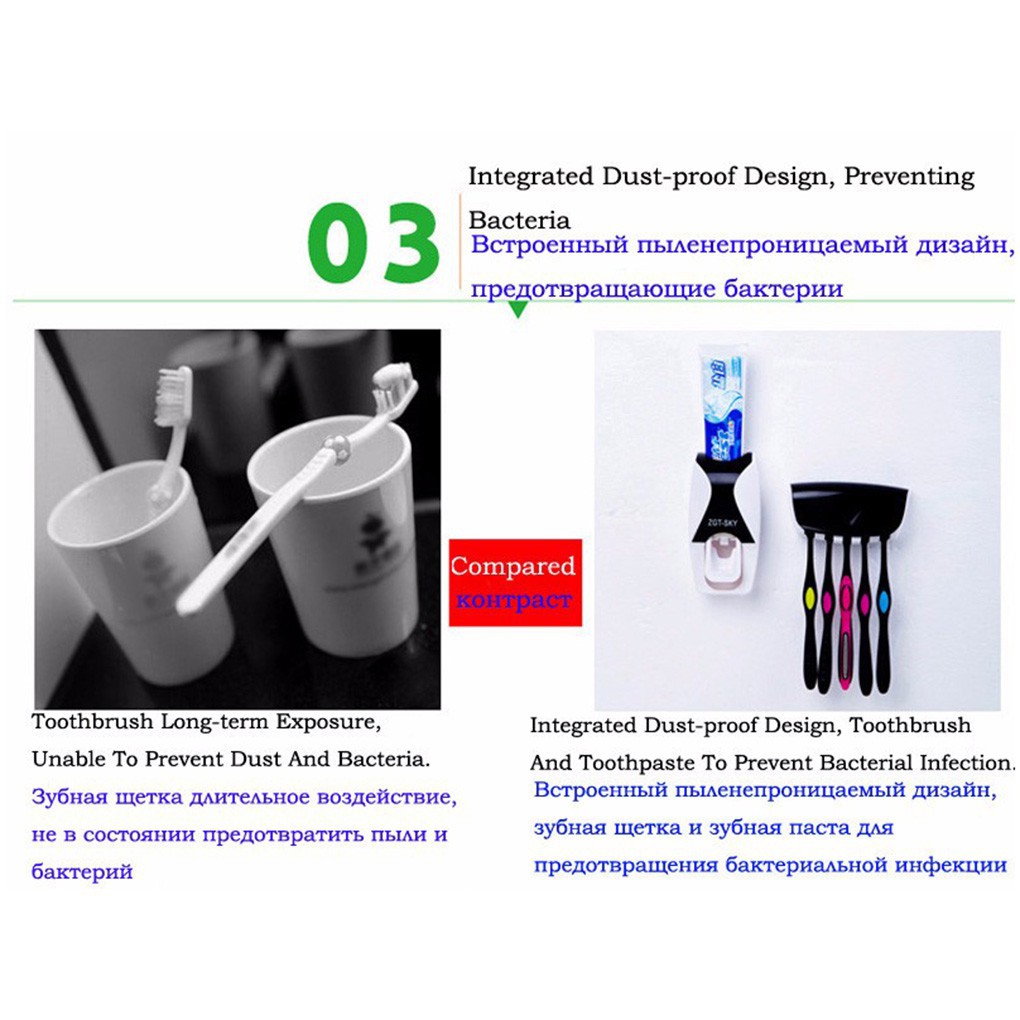 Dụng cụ giữ bàn chải và kem đánh răng treo tường | BigBuy360 - bigbuy360.vn