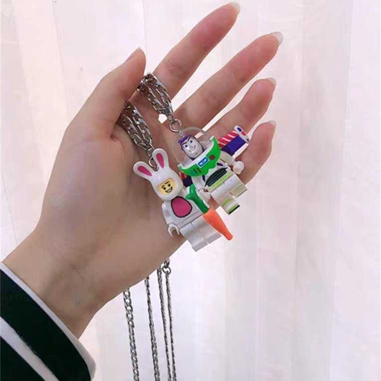 Vòng cổ mặt khối xây dựng hoạt hình phong cách hip hop đường phố cho nam và nữ