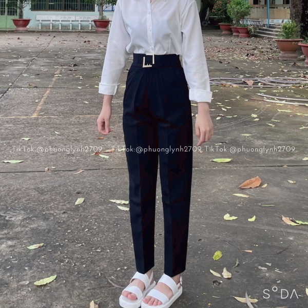 Quần tây nữ lưng cao , quần tây ống suông bagy đen nữ ,quần tây công sỡ nữ chất vải tuyết mưa cao cấp PLQ77