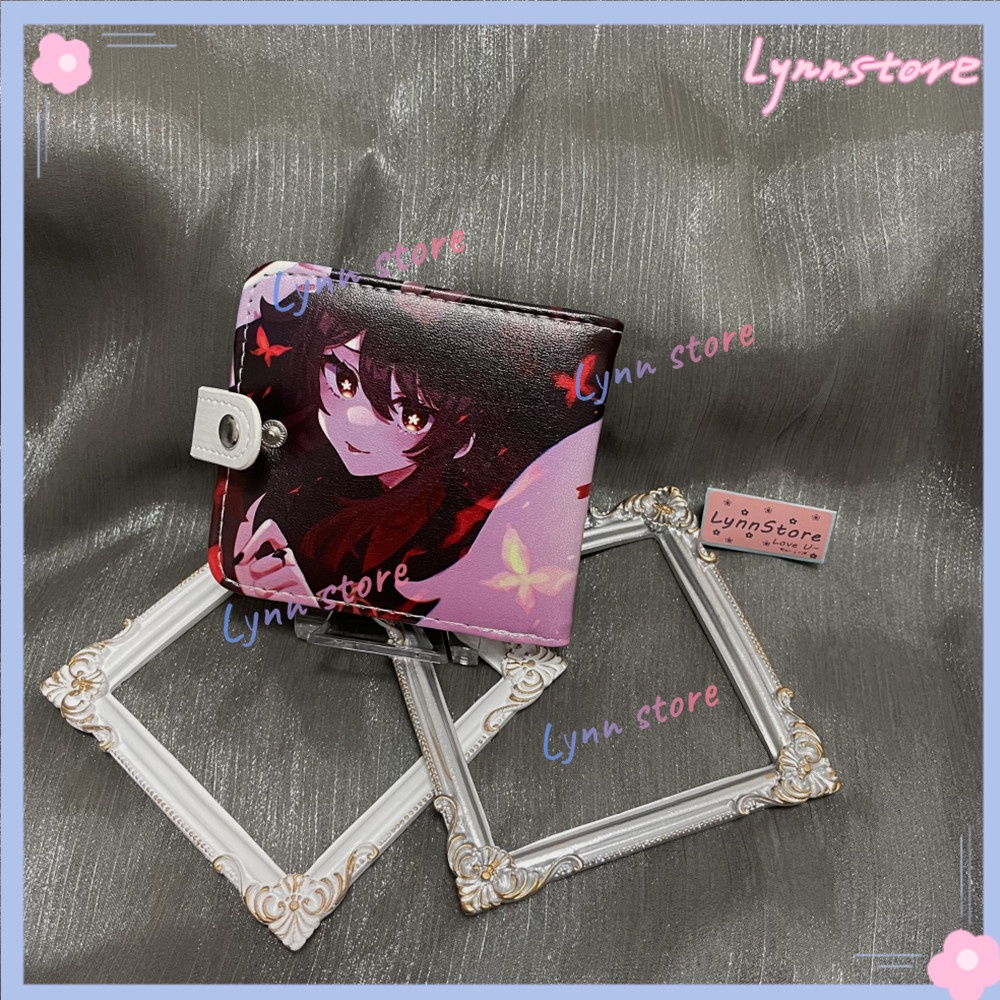 Ví Da PU Ngắn Đựng Thẻ Và Tiền Xu In Hình Game Genshin Impact Hutao
