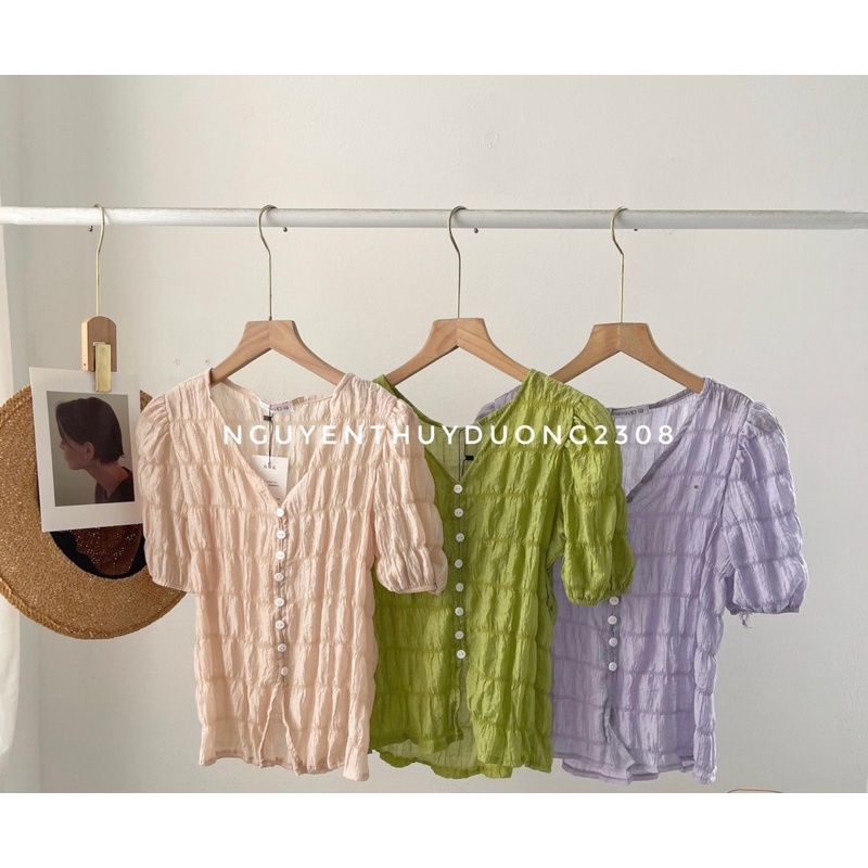 [HÀNG SẴN]ÁO THUN CÚC DỌC LI NHÚN CỔ V 3002 SIÊU XINH