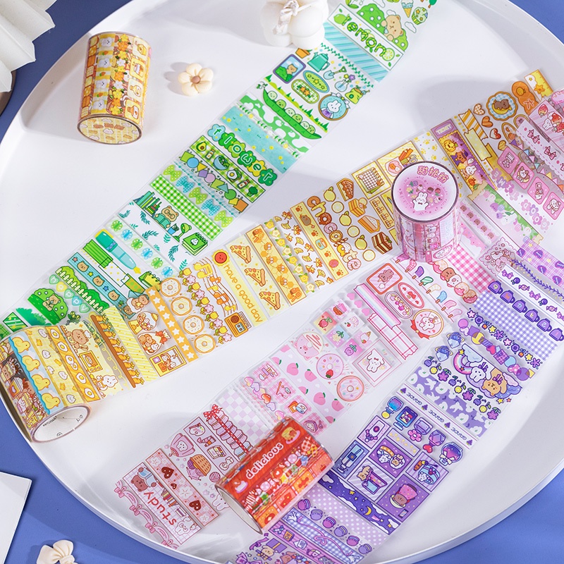 Cuộn Băng Keo Dán Họa Tiết Hoạt Hình Dễ Thương 6 Kiểu DIY