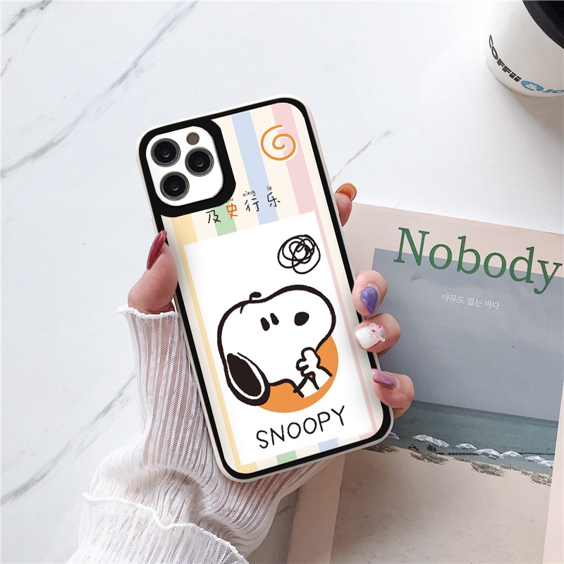 Ốp lưng iphone viền vuông chú chó snoopyy dễ thương dành cho iphone 6/6s/7/7plus/X/Xsmax/11/11promax/12/13promax